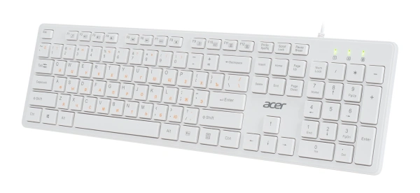 Клавиатура Acer OKW123 белый USB Multimedia (ZL.KBDEE.00D) кабель 1.5м