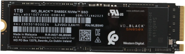 Накопитель SSD WD PCIe 4.0 x4 1TB WDS100T2X0E Black SN850X M.2 2280