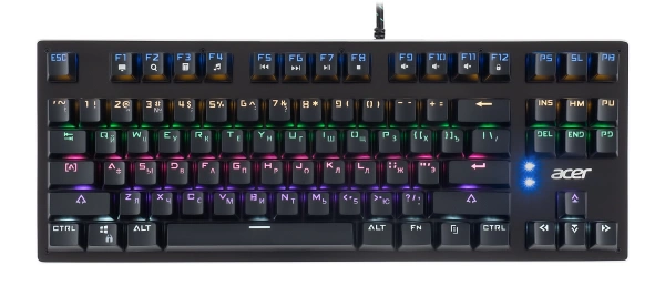 Клавиатура Acer OKW126 механическая черный USB Multimedia for gamer для ноутбука LED (ZL.KBDEE.00G) кабель 1.8м