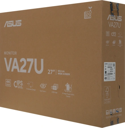 Монитор Asus 27" Business VA27UQSB черный IPS LED 16:9 HDMI M/M матовая HAS Piv 1000:1 350cd 178гр/178гр 3840x2160 60Hz DP 4K USB 6.5кг