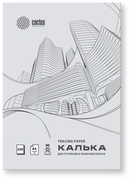 Калька Cactus CS-TR90-A4250 A4/90г/м2/250л. универсальная