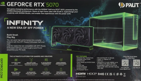 Видеокарта Palit PCI-E 5.0 PA-RTX5070 Infinity 3 OC NVIDIA GeForce RTX 5070 12Gb 192bit GDDR7 2325/28000 HDMIx1 DPx3 HDCP Ret