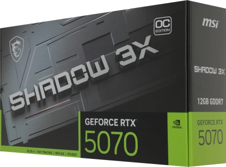Видеокарта MSI PCI-E 5.0 RTX 5070 12G SHADOW 3X OC NVIDIA GeForce RTX 5070 12Gb 192bit GDDR7 2542/28000 HDMIx1 DPx3 HDCP Ret