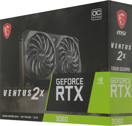 Видеокарта MSI PCI-E 4.0 RTX 3060 VENTUS 2X 12G OC NVIDIA GeForce RTX 3060 12Gb 192bit GDDR6 1680/15000 HDMIx1 DPx3 HDCP Ret