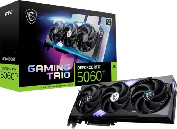 Видеокарта MSI PCI-E 5.0 RTX 5060 TI 8G GAMING TRIO NVIDIA GeForce RTX 5060TI 8Gb 128bit GDDR7 2572/28000 HDMIx1 DPx3 HDCP Ret