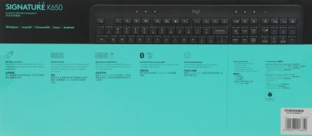 Клавиатура Logitech K650 черный USB беспроводная BT/Radio (подставка для запястий) (920-010954)