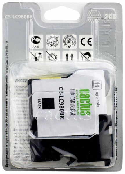 Картридж струйный Cactus CS-LC980BK черный (16мл) для Brother DCP-145C/165C/MFC-250C/290C с чипом
