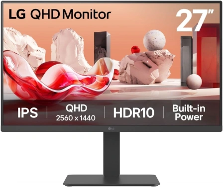 Монитор LG 27" 27BA45QB-B черный IPS LED 16:9 HDMI M/M матовая HAS Piv 1000:1 350cd 178гр/178гр 2560x1440 75Hz DP 2K 8.1кг