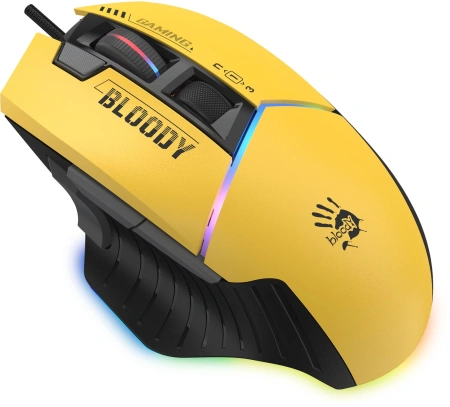 Мышь A4Tech Bloody W95 Max Sports желтый/серый оптическая 12000dpi USB 10but (W95 MAX SPORTS LIME)