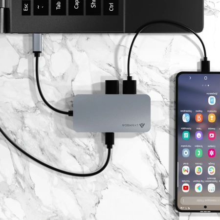 Разветвитель USB-C Lyambda LC118 5порт. серый