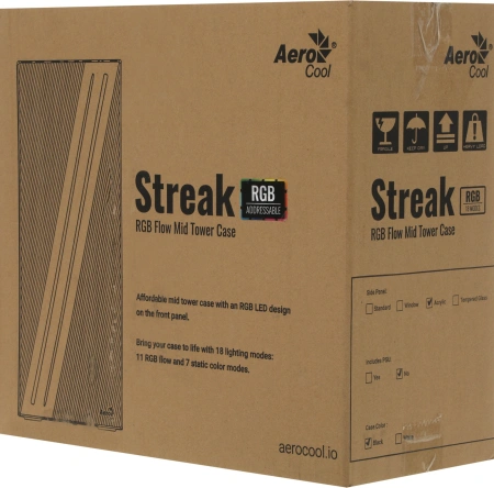 Корпус Aerocool Streak-A-BK-v1 черный без БП ATX 1x92mm 2x120mm 2xUSB2.0 1xUSB3.0 audio
