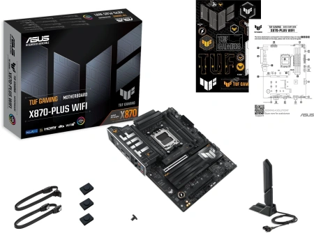 Материнская плата Asus TUF GAMING X870-PLUS WIFI Socket AM5 AMD X870 4xDDR5 ATX AC`97 8ch(7.1) 2.5Gg RAID+HDMI