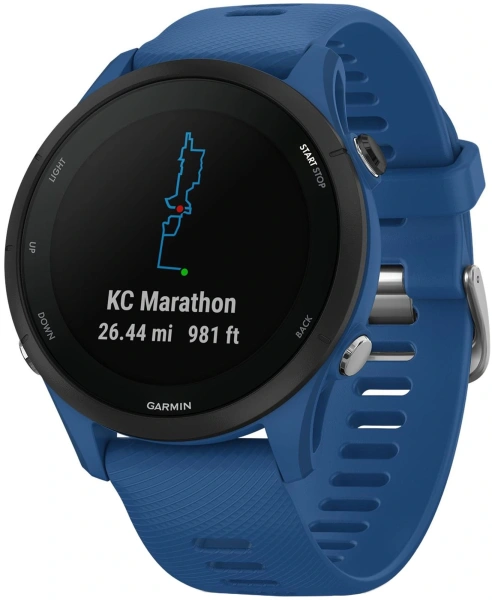 Смарт-часы Garmin Forerunner 255 33мм 1.3" корп.черный рем.синий (010-02641-11)