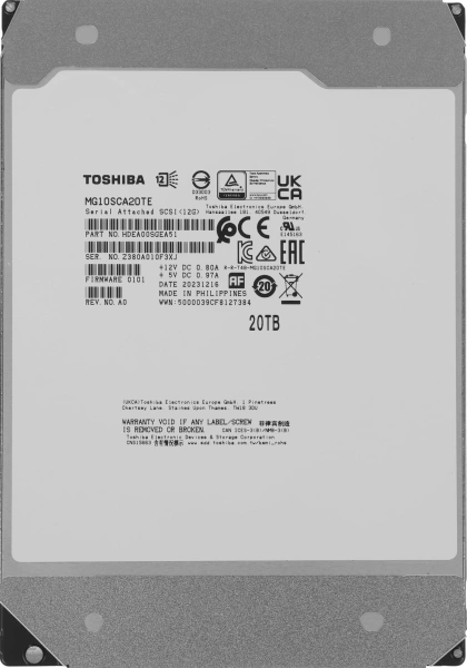 Жесткий диск Toshiba SAS 3.0 20Tb MG10SCA20TE Server 512E (7200rpm) 512Mb 3.5"