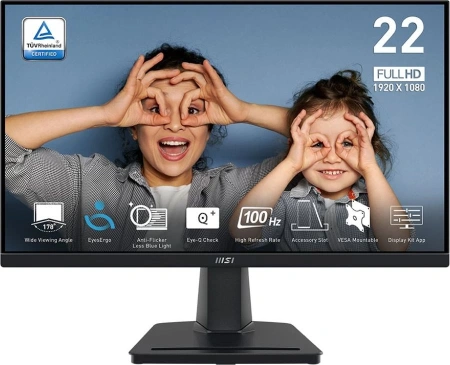 Монитор MSI 21.45" Pro MP225V черный VA 16:9 HDMI матовая 4000:1 300cd 178гр/178гр 1920x1080 100Hz VGA FHD 2.5кг