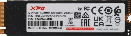 Накопитель SSD A-Data PCIe 4.0 x4 2TB SGAMMIXS50C-2000G-CS Gammix S50 Core XPG M.2 2280