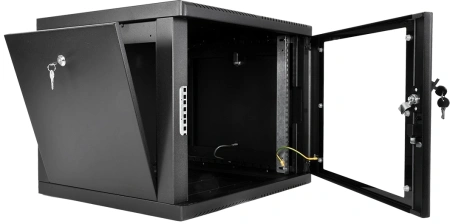 Шкаф коммутационный ЦМО (ШРН-М-9.500-9005) настенный 9U 600x520мм пер.дв.стекл 130кг черный 456мм 19.35кг 180град. 480мм IP20 сталь