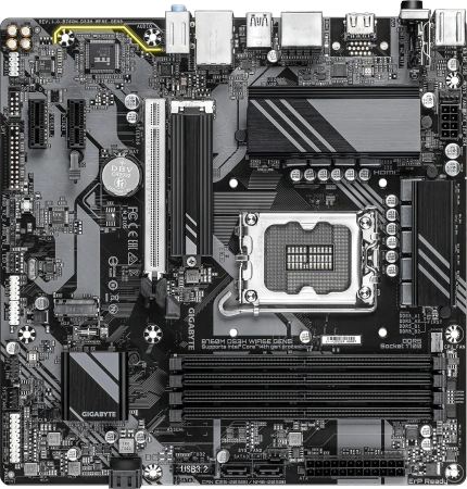 Материнская плата Gigabyte B760M DS3H WIFI6E GEN5 Soc-1700 Intel B760 4xDDR5 mATX AC`97 8ch(7.1) 2.5Gg RAID+HDMI+DP