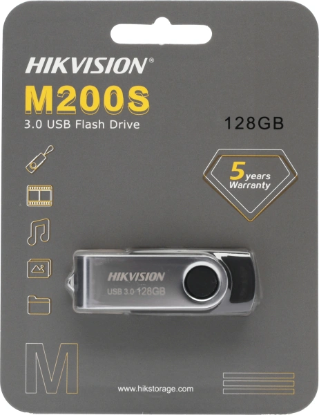 Флеш Диск Hikvision 128GB M200S Hiksemi HS-USB-M200S/128G/U3 USB3.0 серебристый/черный
