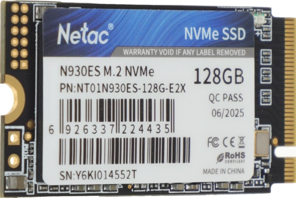 Накопитель SSD Netac PCIe 3.0 x2 128GB NT01N930ES-128G-E2X N930ES M.2 2242