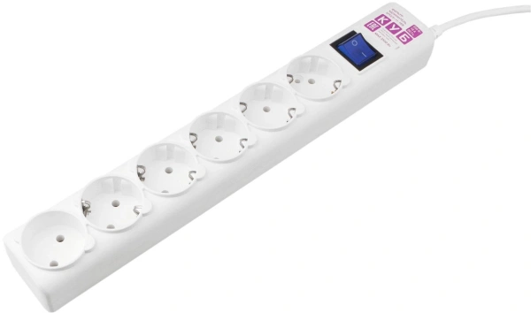 Сетевой фильтр Powercube SPG(5+1)-16B-1,9M-WHITE 1.9м (6 розеток) белый (коробка)
