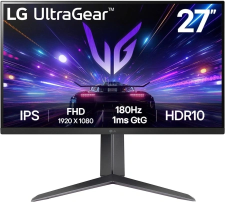 Монитор LG 27" UltraGear 27GS65F-B черный IPS LED 16:9 HDMI матовая HAS 300cd 178гр/178гр 1920x1080 180Hz FreeSync DP FHD 7.2кг