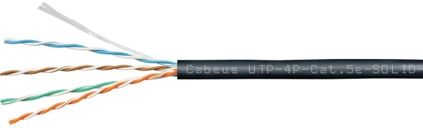 Кабель информационный Cabeus UTP-4P-Cat.5e-SOLID-OUT-LSZH-UV кат.5E UTP 4 пары LSZH универсальный 305м черный