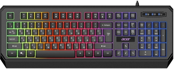 Клавиатура Acer OKW300 черный USB for gamer LED (ZL.KBDCC.019) кабель 1.8м