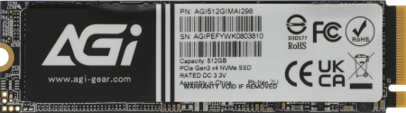 Накопитель SSD AGi PCIe 3.0 x4 512GB AGI512GIMAI298-CB AI298 M.2 2280