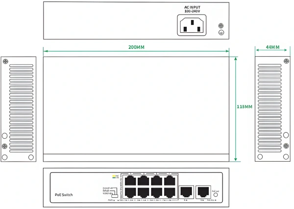 Коммутатор Tiandy TC-P3S010 H/0820/AT/90