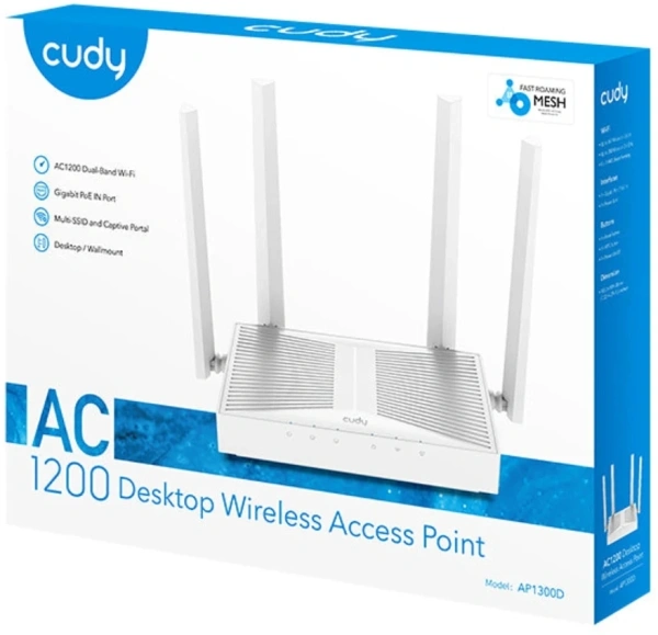 Точка доступа Cudy AP1300D AC1300 10/100/1000BASE-T белый