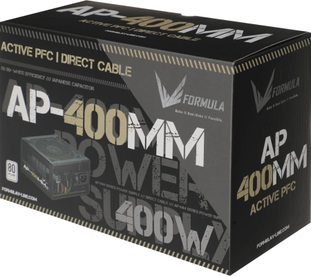 Блок питания Formula ATX 400W AP-400ММ 80 PLUS WHITE (20+4pin) APFC 120mm fan 6xSATA RTL