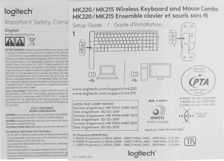 Клавиатура + мышь Logitech MK220 клав:черный мышь:черный USB беспроводная (920-003161)