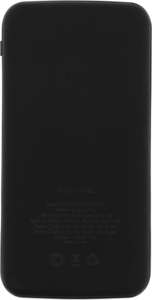 Мобильный аккумулятор Redline RP52 10000mAh 3A USB-A черный (УТ000032478)