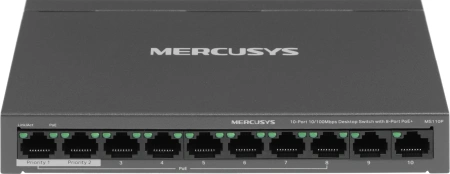 Коммутатор Mercusys MS110P (L2) 10x100Мбит/с 8PoE+ 65W неуправляемый