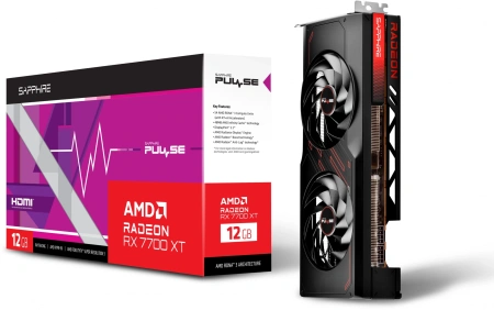 Видеокарта Sapphire PCI-E 4.0 11335-04-20G PULSE RX 7700 XT GAMING AMD Radeon RX 7700XT 12Gb 192bit GDDR6 2171/18000 HDMIx2 DPx2 HDCP Ret