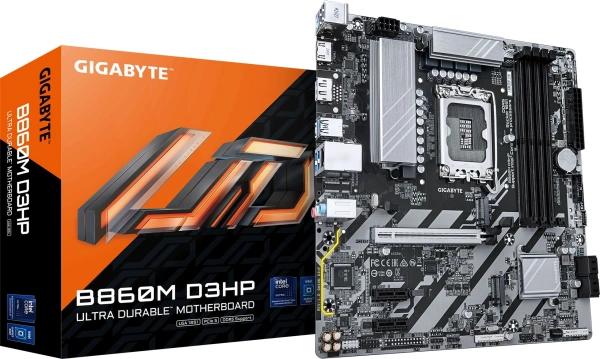Материнская плата Gigabyte B860M D3HP Soc-1851 Intel B860 4xDDR5 mATX AC`97 8ch(7.1) GbLAN RAID+HDMI+DP