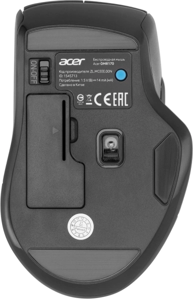 Мышь Acer OMR170 черный оптическая 1600dpi беспров. BT/Radio USB 6but (ZL.MCEEE.00N)