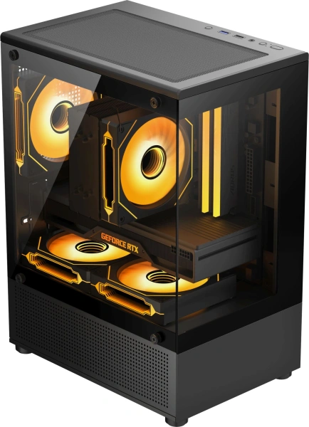 Корпус Accord ACC-UE2B TG OFFICE PRO черный без БП mATX 1xUSB3.0 audio