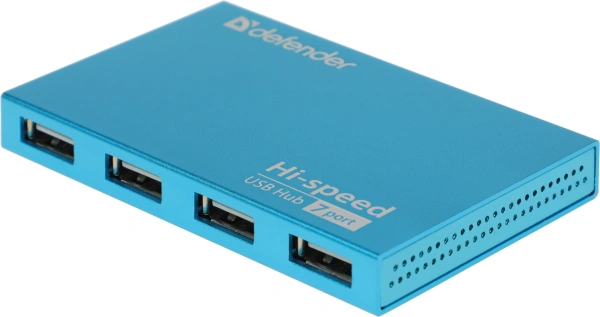 Разветвитель USB 2.0 Defender Septima Slim 7порт. синий (83505)