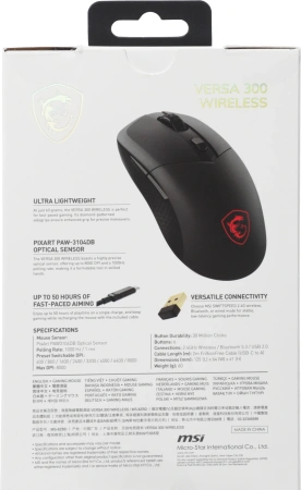 Мышь MSI VERSA 300 W MS-8ZBD черный оптическая 8000dpi беспров. BT/Radio USB 5but (S12-4301260-CLA)