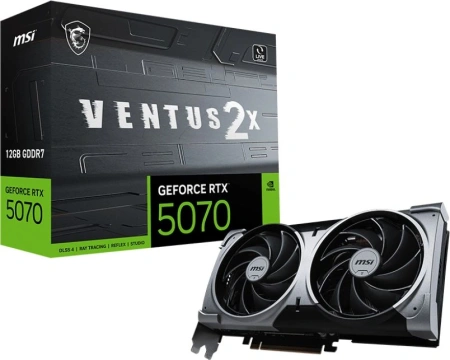 Видеокарта MSI PCI-E 5.0 RTX 5070 12G VENTUS 2X NVIDIA GeForce RTX 5070 12Gb 192bit GDDR7 2512/28000 HDMIx1 DPx3 HDCP Ret