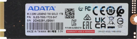 Накопитель SSD A-Data PCIe 3.0 x4 1TB SLEG-700G-1TCS-SH7 Legend 700 Gold M.2 2280