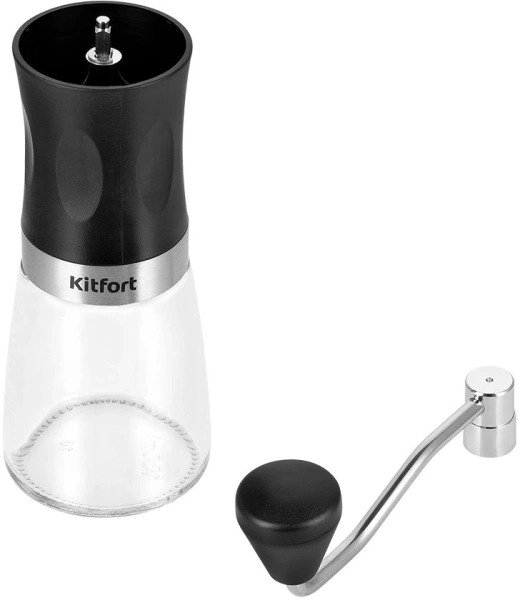 Кофемолка Kitfort КТ-7469 ручная сист.помол.:жернова вместим.:20гр нержавеющая сталь/черный
