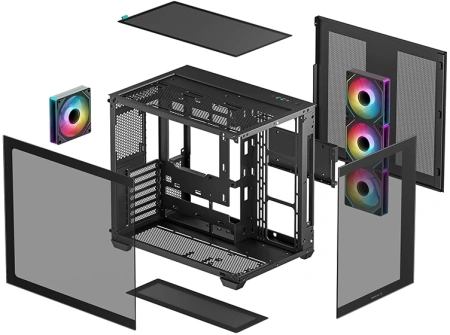 Корпус Deepcool CG530 4F черный без БП ATX 6x120mm 4x140mm 1xUSB3.0 audio bott PSU