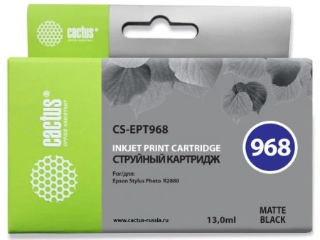 Картридж струйный Cactus CS-EPT968 T0968 черный матовый (13мл) для Epson Stylus Photo R2880 с чипом