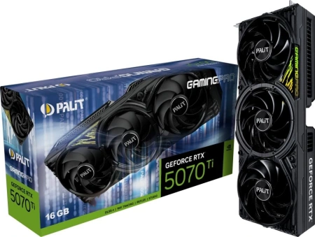 Видеокарта Palit PCI-E 5.0 PA-RTX5070Ti GAMINGPRO V1 NVIDIA GeForce RTX 5070TI 16Gb 256bit GDDR7 2295/28000 HDMIx1 DPx3 HDCP Ret