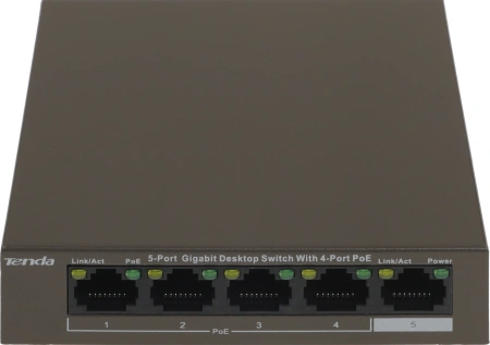 Коммутатор Tenda TEG1105P-4-63W (L2) 5x1Гбит/с 4PoE 63W неуправляемый