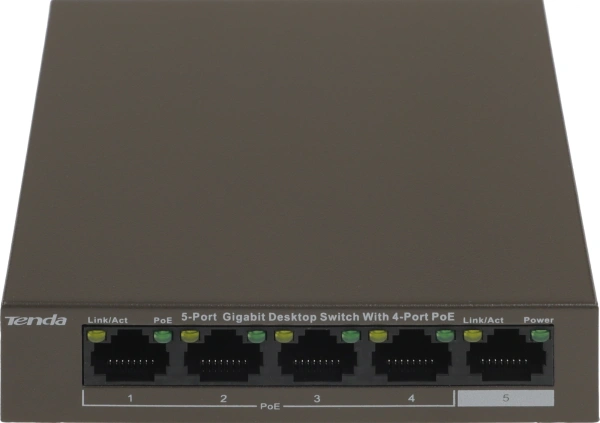 Коммутатор Tenda TEG1105P-4-63W (L2) 5x1Гбит/с 4PoE 63W неуправляемый