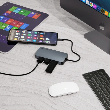 Разветвитель USB-C Lyambda LC118 5порт. серый